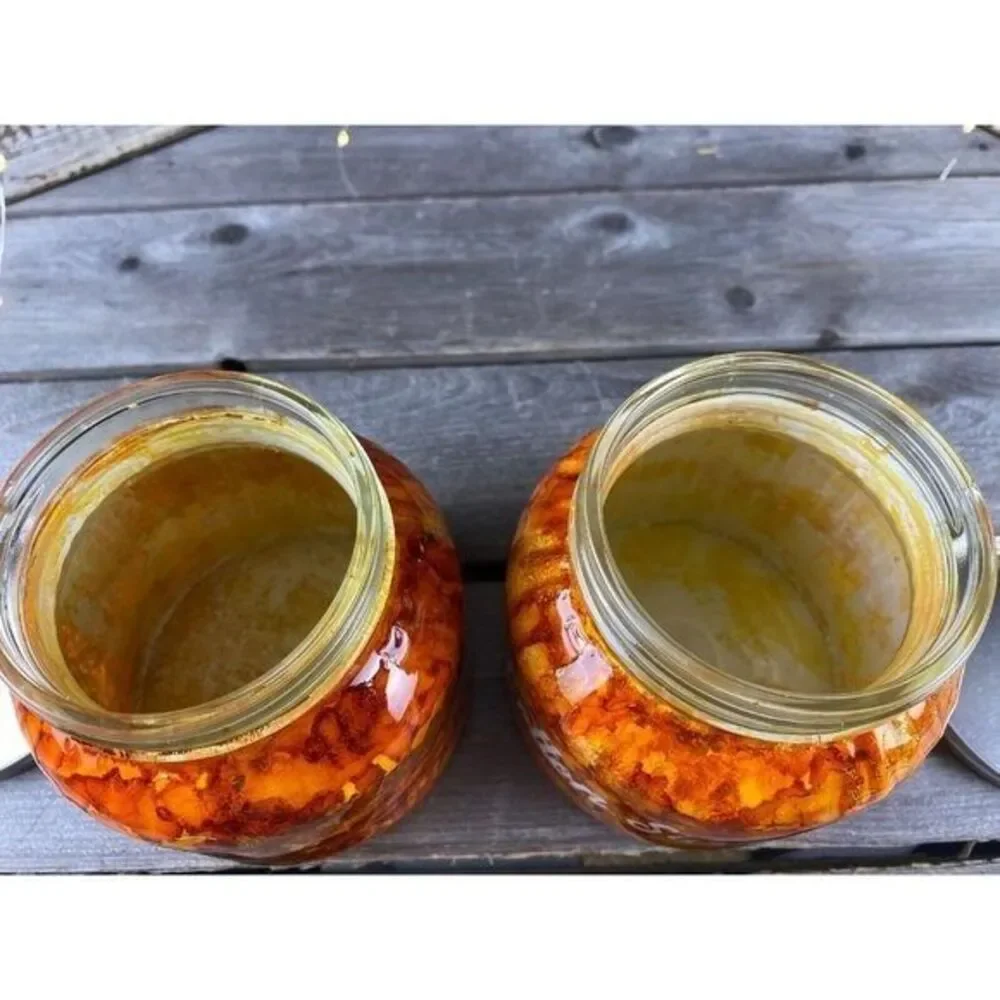 Bathroom Storage Organization Labeled Jars Resin Orange Yellow Marbled